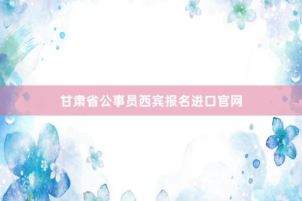 甘肃省公事员西宾报名进口官网